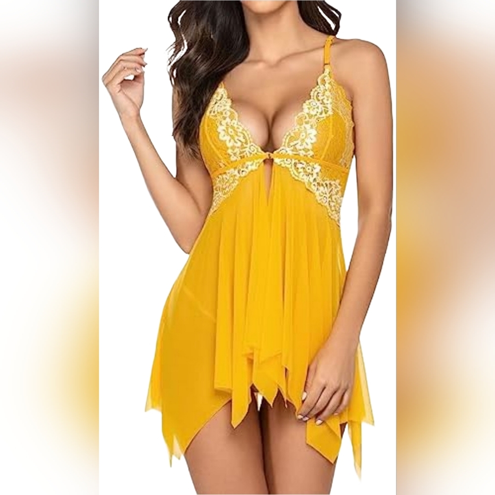 Yellow Lace Trim Sleepwear